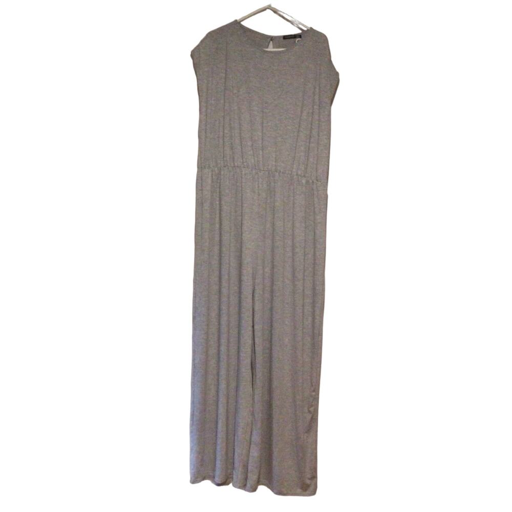 Boohoo Women's Gray Wide Leg Jersey Jumpsuit Size 24 US 28 UK NWT Plus